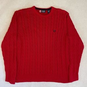 Red Woven Chaps CrewNeck